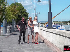 Bondage amateur babe in high heels pussyfucked in public