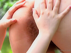 Pale Blonde And Tanned Brunette Lesbians Toying And Licking