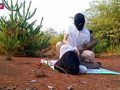 Amateur Masked Chinese Couple Fuck Outdoors