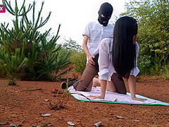 Amateur Masked Chinese Couple Fuck Outdoors