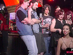 Slutty Latina public fucked n facialized in front audience