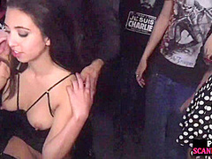 Slutty Latina public fucked n facialized in front audience
