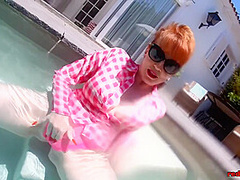 Red Xxx In Masturbating And Sucking Cock While In The Pool