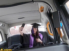 BJ student in college uniform pussyfucked outdoor in cab