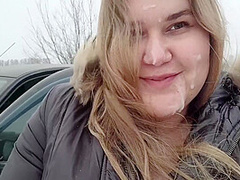 Outdoor Facial On A Beautiful Face Chubby Girl After A Blowjob 10 Min