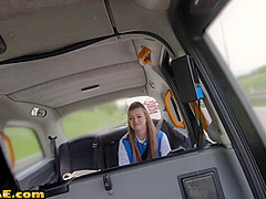 College uniform babe pussyfucked in the cab outdoor