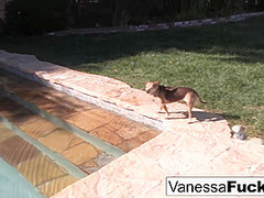 Tia Cyrus And Vanessa Cage In Two Hot Young Lesbians Play By The Pool!