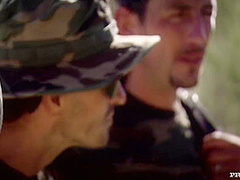 Blonde Chic Gets A Dp From Two Out Of Uniform Soldiers