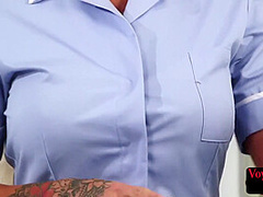 CFNM nurse voyeur MILF watches patient jerks and cums