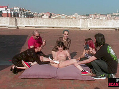 Dominated 19yo slut dominated outdoor by nympho friends