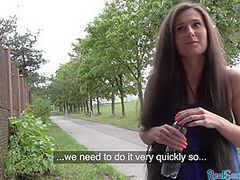 Slutty Czech chick POV fucked outdoor 4 cash after casting