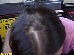 Pregnant slut deepthroats and rides taxi driver outdoor