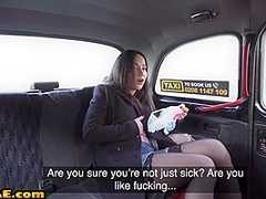 Pregnant slut deepthroats and rides taxi driver outdoor