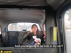 Pregnant slut deepthroats and rides taxi driver outdoor