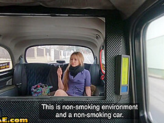 Stockings babe gets pussyfucked in the taxi for free ride