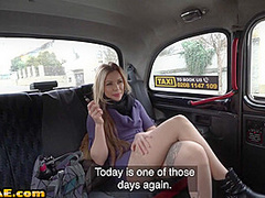 Stockings babe gets pussyfucked in the taxi for free ride
