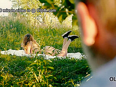 OLD4K. Enticing girl blows geezers mind and gets banged outdoors