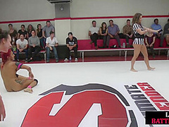 Lesbian wrestling babes public battle in wrestling arena