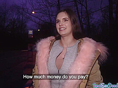 Pickedup busty babe POV fucked outdoor 4 money after casting
