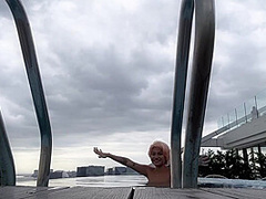 Public Pool Skinny Dipping And Some Buttplug Fun