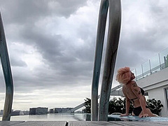 Public Pool Skinny Dipping And Some Buttplug Fun