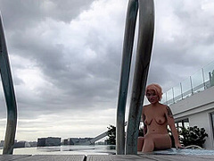 Public Pool Skinny Dipping And Some Buttplug Fun