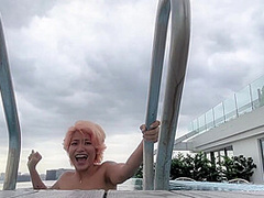 Public Pool Skinny Dipping And Some Buttplug Fun