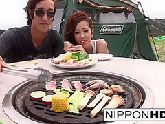 Japanese Girlfriend Blows Her Guy Outdoors