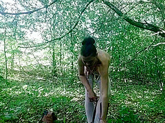 In Nature Changes Into Stockings And A Dress Fucks Herself And Makes Pissing Close-up