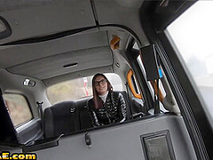 Slutty medium boobs babe gives pussy for free taxi ride