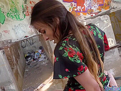 Tricked slut fucked outdoor by agent in doggystyle in POV