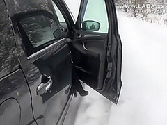 Naughty Lada In Walking Nude In The Snow