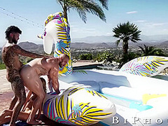 Hot Couple Gets Olled Up N Fucked By Tatted Hunk With Davin Strong And Hatler Gurius