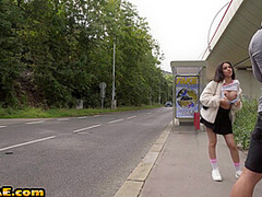 Dirty slutty babe fucked outdoor in POV in missionary