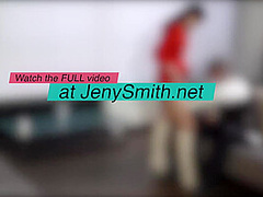 Waiting: Jeny Smith teasing a man bottomless. Flashing tits and pussy with mini skirt