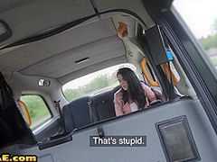 Busty babe in taxi fucked and jizzed outdoor on public place