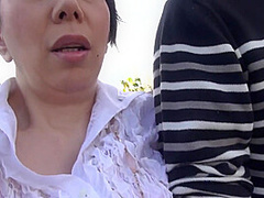 Mature Japanese wife remote control vibrator outside stroll