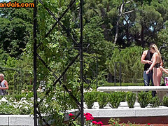 Pet play slut throat fucked in public be4 licking mistress