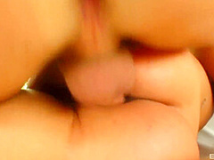 Cums On His Cock As Her Ass Is Fucked Then She Swallows With Kitty Brown