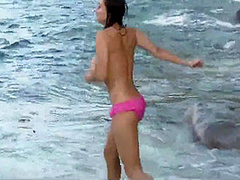 Busty Babe Vallory In The Surf