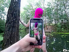 Masked chick takes my boner with pleasure