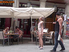Useless pierced slut spanked n fucked in public group action