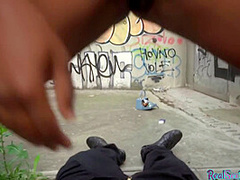Busty Indian pierced slut POV fucked outdoor for money