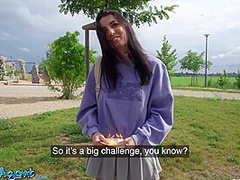 Gorgeous Natural Young And Skinny College Girl Takes Euros For Outdoor Flashing And Sex Outside With Big Dick