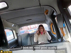 Silicone boobs babe fucked in taxi outdoor for free ride