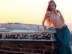 Sexy Russian Babe Sofy B Posing Nude On The Rooftop