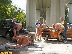 Car bitches penetrated outdoor in pussy in doggystyle