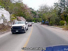 Samara Lanz keeps her sneakers on as she gets naked and fucks on the beach - BANG!