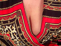 Voyeur CFNM MILF in stockings and heels watching guy wanking