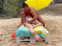 Wild Fuck On The Beach In Ibiza Thecno Festival. Cumshot On Face